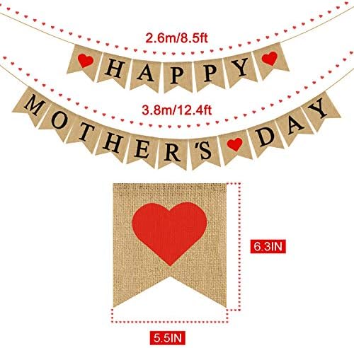 Бурлап Среќни Мајки Ден Банер | Рустикален Мајки Ден Партија Украси | Мајки Ден Подароци Идеи