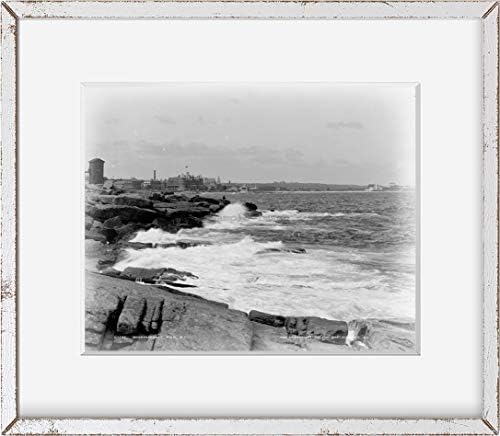 Бесконечни фотографии Фотографија: Нарагансет Пјер, водни плочи, згради, карпи, бранови, Род Ајленд, РИ, Ц1899