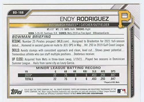 2021 Bowman Draft BD-168 Endy Rodriguez RC Rcie Pittsburgh Pirates MLB Baseball Trading Card