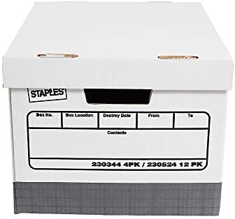 Кутии за складирање на тешки тешки, горниот таб, јачина на редење 850 lb, бела/сива боја, 9 3/4 H x 12 W x 15 D, 4/ct