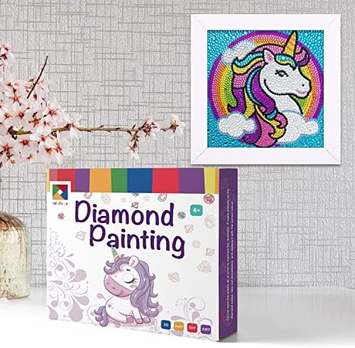 Craftoy 5D Diamond Compate Kits For Childrs 7.1 ‘'x 7.1‘' дрвена рамка дијамантска уметност и занаети за деца мозаични скапоцени камења по бројни