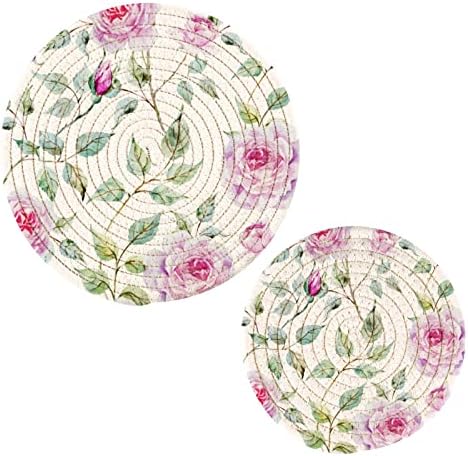 Акварел цветни триверзи за жешки садови држачи за тенџере сет од 2 парчиња врели влошки за кујнски памучни тркалезни обиколни плочи за топли садови