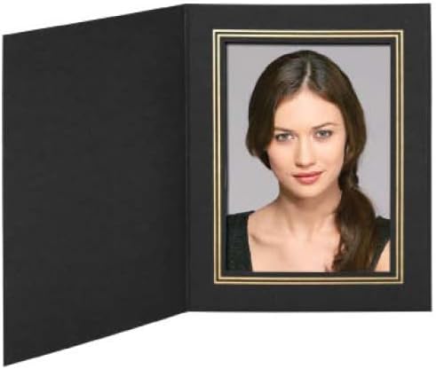 Малело и Компанија, пакет од 100, 5х7 папки со фотографии, црна со трим за злато фолија, картонска рамка за слика, картички за хартија,
