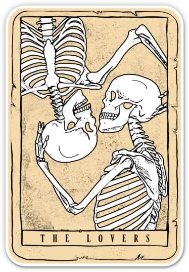 Налепници за картички за скелети на loversубовници - 2 пакувања од 3 налепници - водоотпорен винил за автомобил, телефон, шише