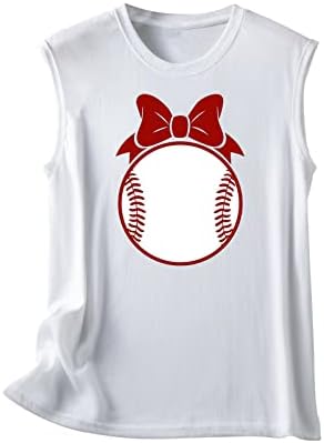 Бејзбол резервоарот на врвот на жените смешно писмо Бејзбол графички кошула летен тренинг без ракави, елек за бејзбол натпревар за подароци кошула