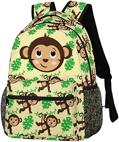 Cfpolar Мајмун ранец за момчиња девојчиња, тропска дланка ги остава детските училишни ранци лаптоп ранец отпорен на вода, случајно пешачење
