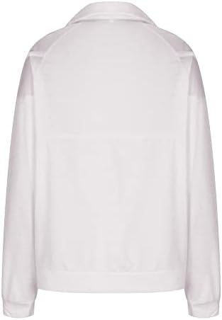 Пад џемпери за жени Зипер Среќни Божиќни врвови Обични униформа маици со долги ракави за жени бели