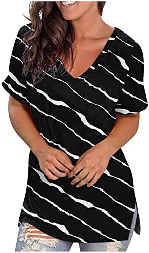 Графички опуштени фит блузи за жени лето есен краток ракав брод вратот врвови кошули дами 2023 облека мода