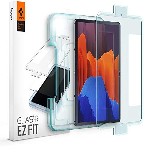 Заштитник на екран на стакло со стакло на Spigen [Glastr EZ Fit] дизајниран за Galaxy Tab S8 Plus/Galaxy Tab S7 Plus [9H тврдост/пријателски