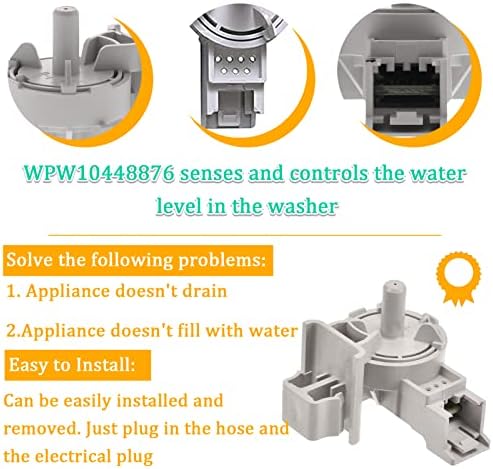 WPW104488876 Прекинувач за притисок на нивото на вода за мијалник, за Whirlpool AP6021553, W10448876, 2312075, PS11754877, WPW104448876VP, лесен за инсталирање