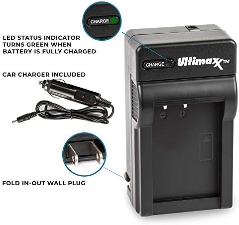 Ultimaxx AC/DC Rapid Home & Travel Charger за LPE6 батерии за Canon 5D Mark II, III & IV, 70D, 5DS, 6D, 80D, 7D, 60D, RDS R Cameras, & BG-E14, BG-E13, BG-E11 , Bg-e9, bg-e7, bg-e6 зафаќа