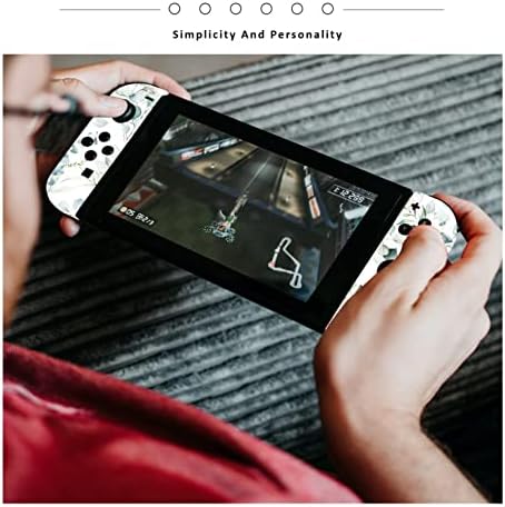 Roipin црна кожа компатибилна со Nintendo Switch, налепница за заштитен филм за Nintendo за прекинувач Конзола и радост-Кон контролер