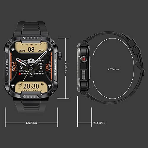 Воен паметен часовник за мажи, 1,85 Тактички паметен часовник на екран на допир за Android телефони iPhone, IP68 водоотпорен