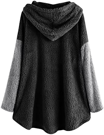 Компарни џемпери за туника за жени лабави, женски есен и зимска обична цврста боја плишана топла качулка плус јакна со големина