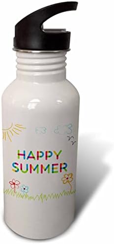 3drose Среќен летен шарен текст и позитивен цртеж од страна на деца - шишиња со вода