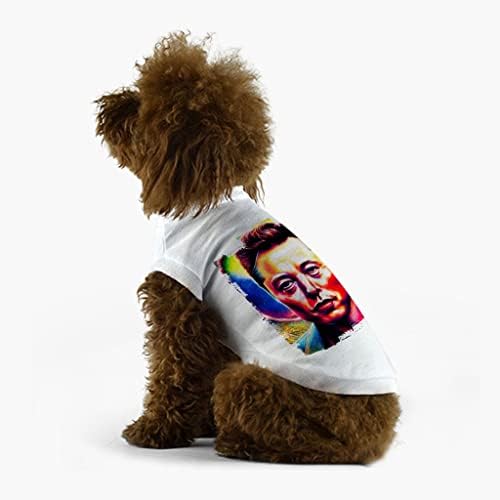 Маица за кучиња Елон Муск - шарена кошула за кучиња - печатена облека за кучиња - бела, 2xl
