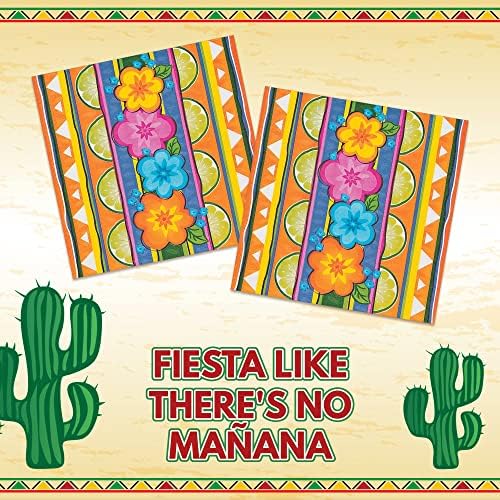 Забава експресна 80 брои Fiesta Margarita ручек за ручек 6,5 - Масовни партиски материјали и украси за хартија за еднократна употреба - Мексикански