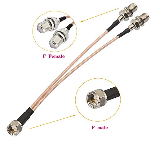 Supmory F Type Coax Cable Splitter f машки до двојно женски кабел 75ohm за кабелска врска, ТВ, сателитски приемник
