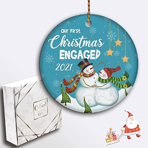 Божиќни украси на OPJ, нашите први Божиќни ангажирани украси 2021, големи 3-тркалезни двострани насликани керамички Божиќни украси, подарок за невестински туш, само ож?