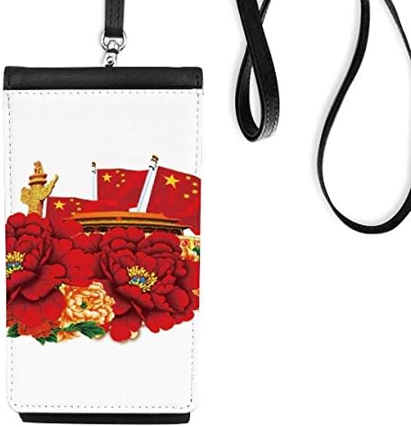 Тијананмен глуми црвено знаме Кина Телефонски паричник чанта што виси мобилна торбичка со црн џеб