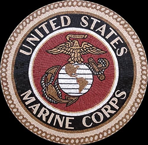 Морски корпус САД Армијата рачно изработена занаетчиска мермер мозаик уметност 80 см - 31in подни и wallидни плочки дома украс