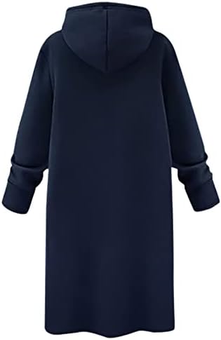 Nokmopo фустан со долг ракав за жени дуксери за обичен лабав џеб со долг ракав моден стил џемпери за џемпери фустан за пулвер