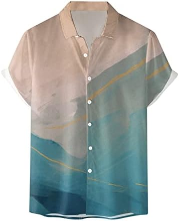 XXBR MENS 3D дигитално печатење џеб џеб -лапт лапел кошула со кратки ракави y кошула