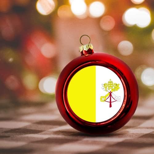 Знаме на Светиот Вика Ватикан, смешни Божиќни божиќни дрвени украси, славна личност лице црвена Божиќна топка Божиќни топки Мем
