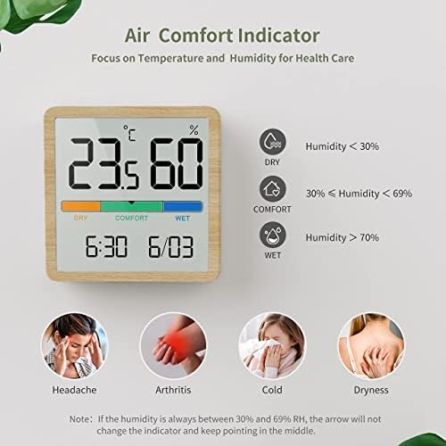 SHIC LCD дигитален часовник Мерач на влажност на Влагата термометар Хигрометар Домашна канцеларија Десктоп Табела Температура и мерач на