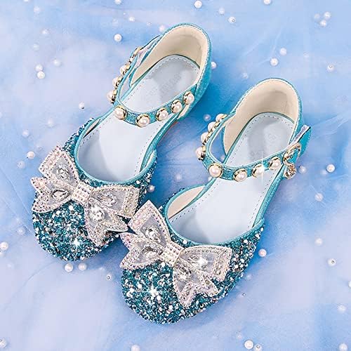 Девојки рамни чевли за чевли за чевли за чевли со ринестон лакови со ниска потпетица принцеза цветна венчаница за чевли за