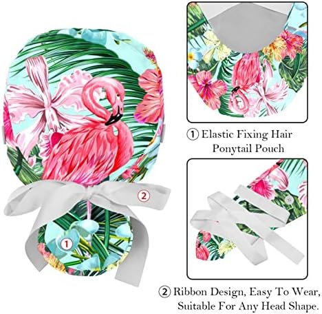 Работно капаче за прилагодување на цвеќето Flamingo со држач за конска опашка 2 парчиња чистење капа буфантна капа за мажи жени, една