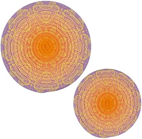 Алаза гроздобер цветни мандали шема за тенџере за држачи на тенџериња поставени 2 парчиња, поптилери за кујни, памучни крајбрежни