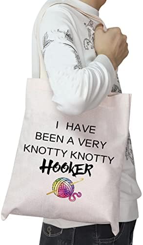 Jytapp Knotty Hooker Crochet плетење платно тота торба баба плетач подарок капчиња за мама дома седи подарок