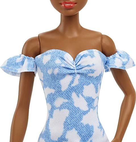 Барби Модата кукла 185 Со Црна До-Направи Коса, Изветвена Тексас Фустан, чизми &засилувач; Лента За Глава Додаток