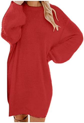 Ика трендовски женски џемпер фустан o вратот ракав цврст плетен џемпер фустани џемпер фустан со појас