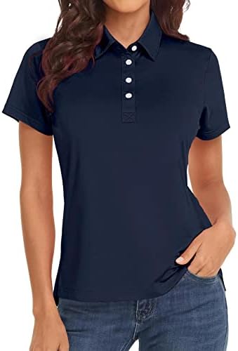 Полу женски поло маици со краток ракав Брз сув голф тениски маици со обични врвови на врски