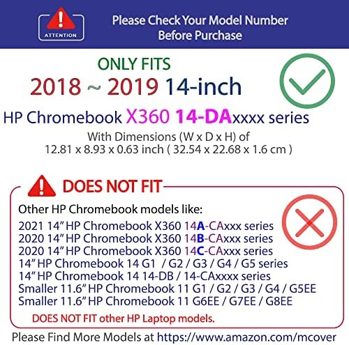 Mcover Case компатибилен за 2018 ~ 2019 14 HP Chromebook X360 14 -DA0000 само лаптопи - црвено