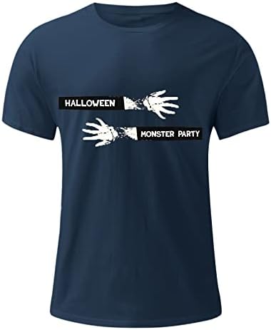 XXBR маички маички за Ноќта на вештерките, печатење скелет за кратки ракави на мускулите Среќен Ноќта на вештерките на екипажот Спортски
