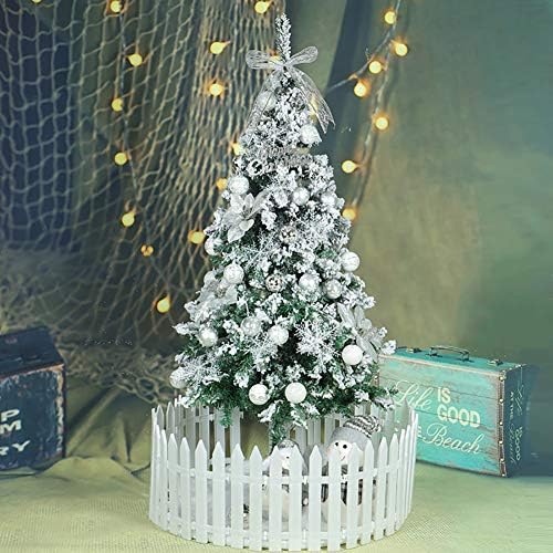 Dulplay собрани снег ПВЦ декорација Вештачко новогодишно елка, LED светла и метални штандови starвездени украси преклопени Божиќни