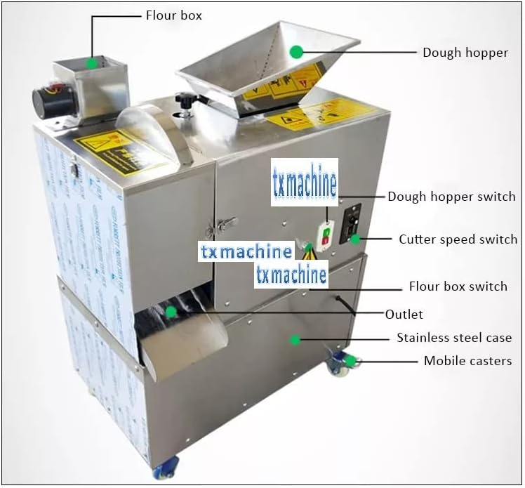 Машина за сечење на машини за сечење на електрична тесто TxMachine Machine 100-200g, тесто од не'рѓосувачки челик, исецка машина за тесто