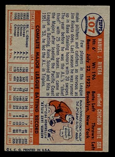 1957 Топс Бејзбол 107 Jimим Ривера Одличен од картички на Микис