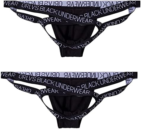Yuanboo 2 пакувања машка машка четки долна облека секси модална вкрстена лента g-string долна облека црна