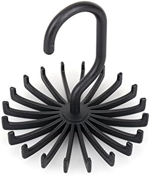 Црна 360 степени ротирачки вратоврски решетка за закачалка за закачалка за закачалка 20 Организатор на вратот на вратот, прилагодлив држач за закачалка