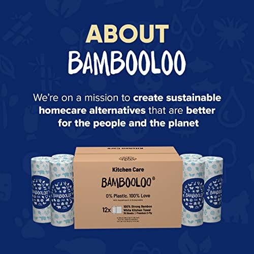 Bambooloo кујнски ролна, девица бамбус ролни со целосна хартија, 2 пили плус дрво бесплатно еко пријателски хартиени крпи, 75 безбедни