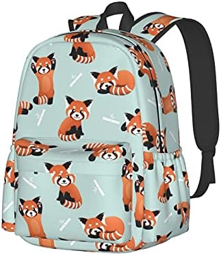Киулоам 17 -инчен ранец симпатична црвена панда со бамбус лаптоп ранец рамо торбички торбички училишни книги за секојдневен дневен пакет