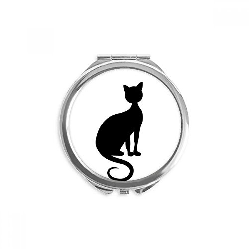 Црна мачка елегантна фигура на животинска уметност преглед на рака компактно огледало тркалезно преносно џебно стакло