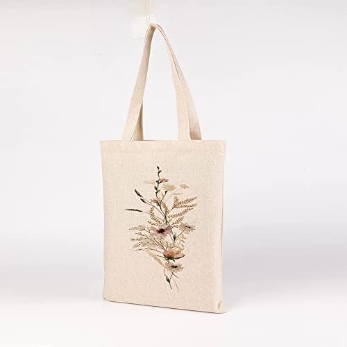 Цветно платно торба за торбичка естетска растителна торба торба за шопинг за еднократно плажа колеџ жени наставници