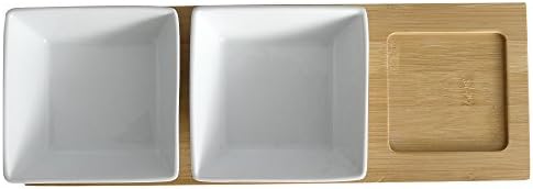 КЕЛА ФИЛИПА 12261 сет од 4 чинии со табла со бамбус 33 x 12 x 5 см квадратен порцелан бело