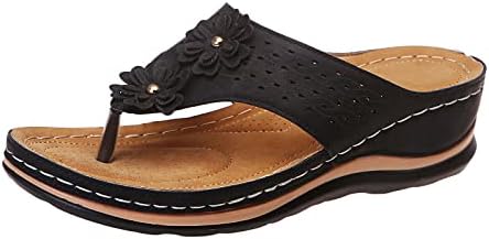 Qunkii фустани сандали за жени, жени удобни папучи на пети на отворено плажа за одење на флип -флип сандали