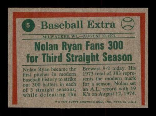 5 Нолан Рајан ХЛ ХОФ - 1975 Топс Бејзбол Картички Оценет EXMT+ - Бејзбол Плочи Дебитант Картички